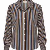 Camisa Rosalia Rayas- Azul, Beige y Camélenos