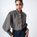 Camisa Victoria- Cuadros Beige y Negro