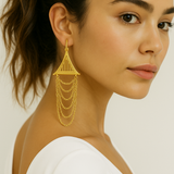 Pendientes Cascada dorados modelo puestos - Joyería boho chic Kenshō