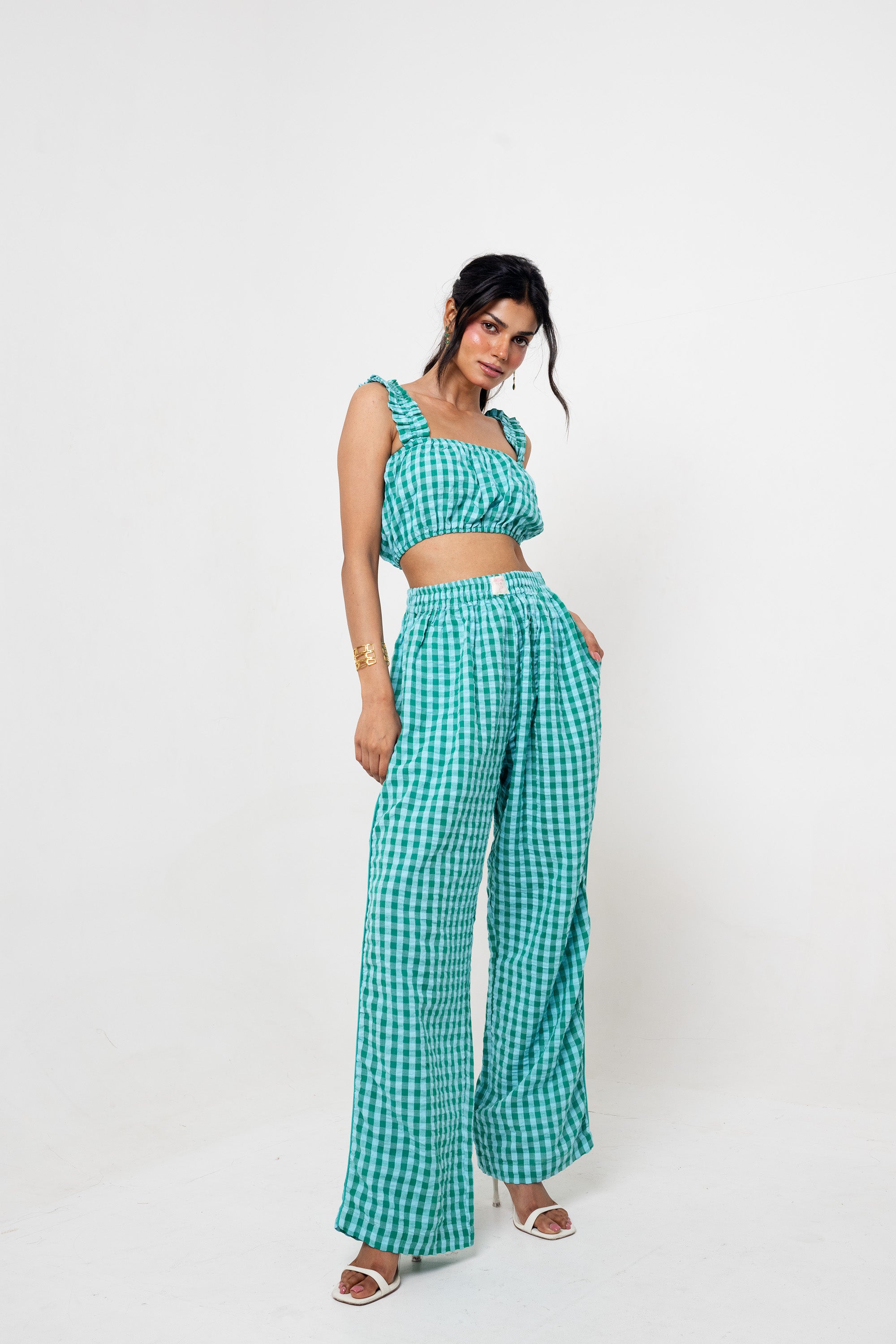Pantalón Vichy Turquesa